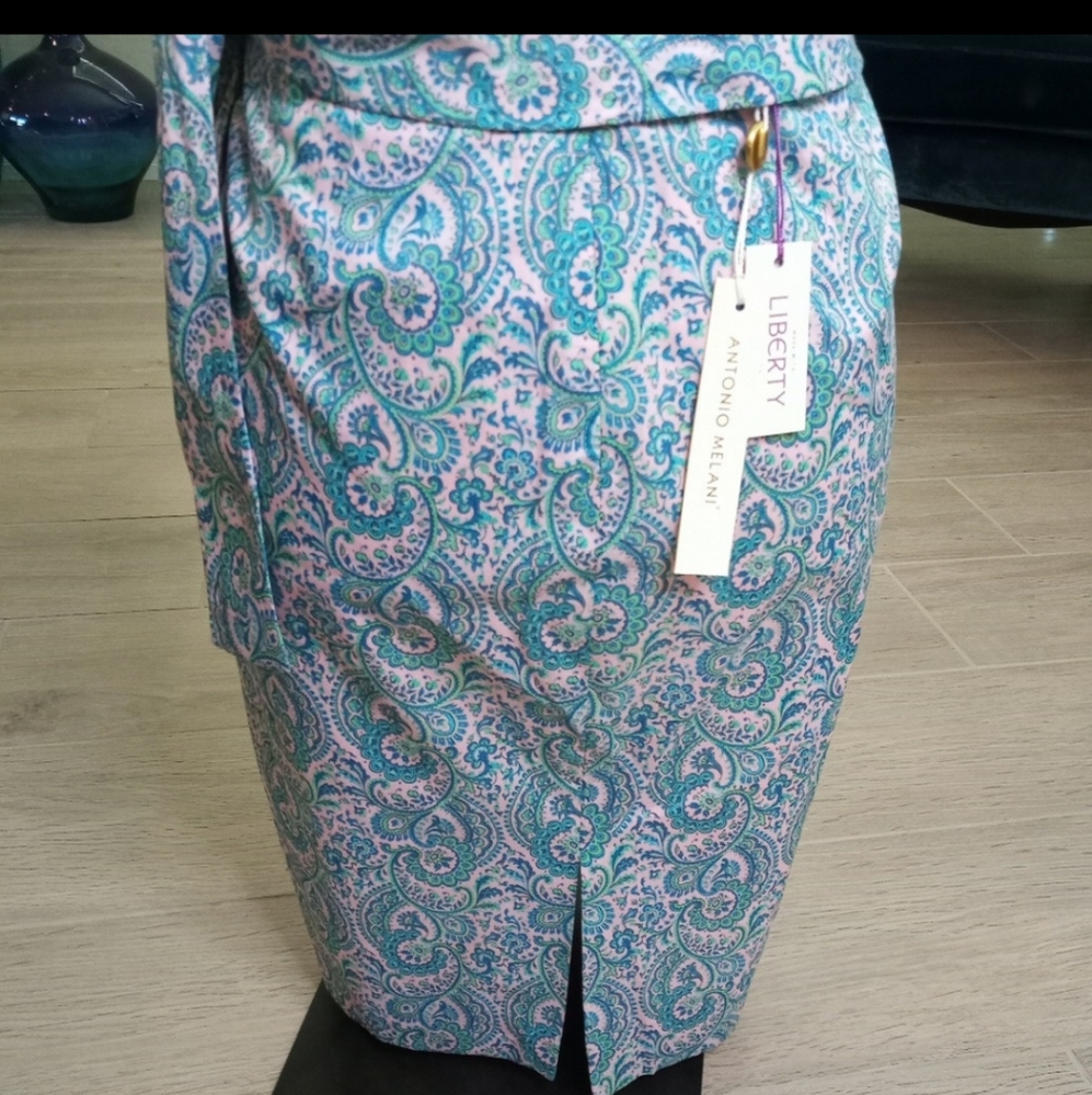 NWT Liberty of London Fabric cotton Pencil Skirt 8